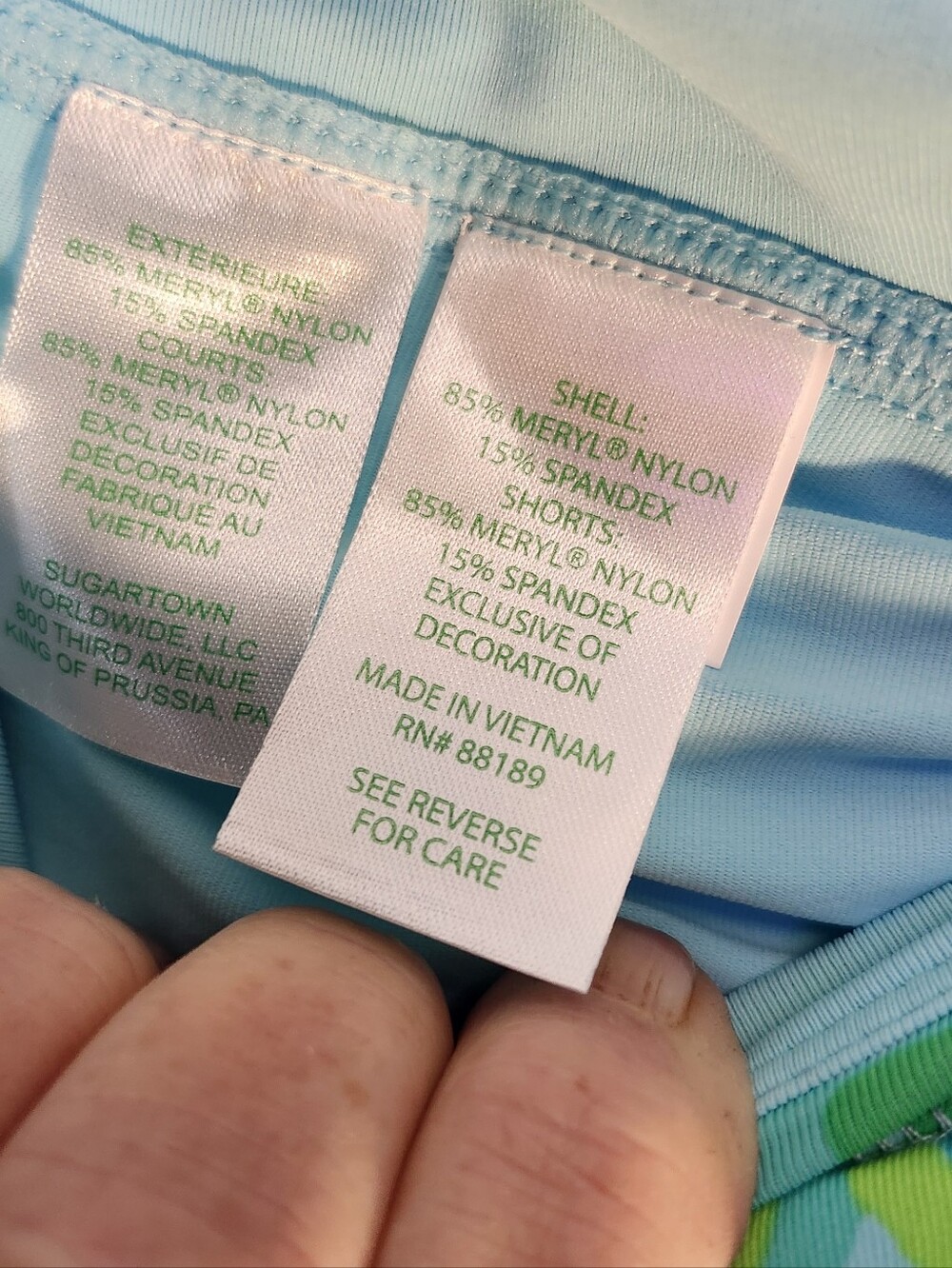Lilly Pulitzer Aqua Floral Athletic Skort/swim Shorts with Pink & Green Accents - Picture 5 of 6